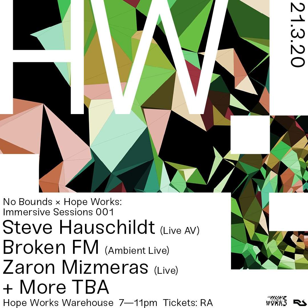 [CANCELLED] No Bounds x Hope Works Immersive Sessions 001: Steve Hauschildt (Live) - Página frontal