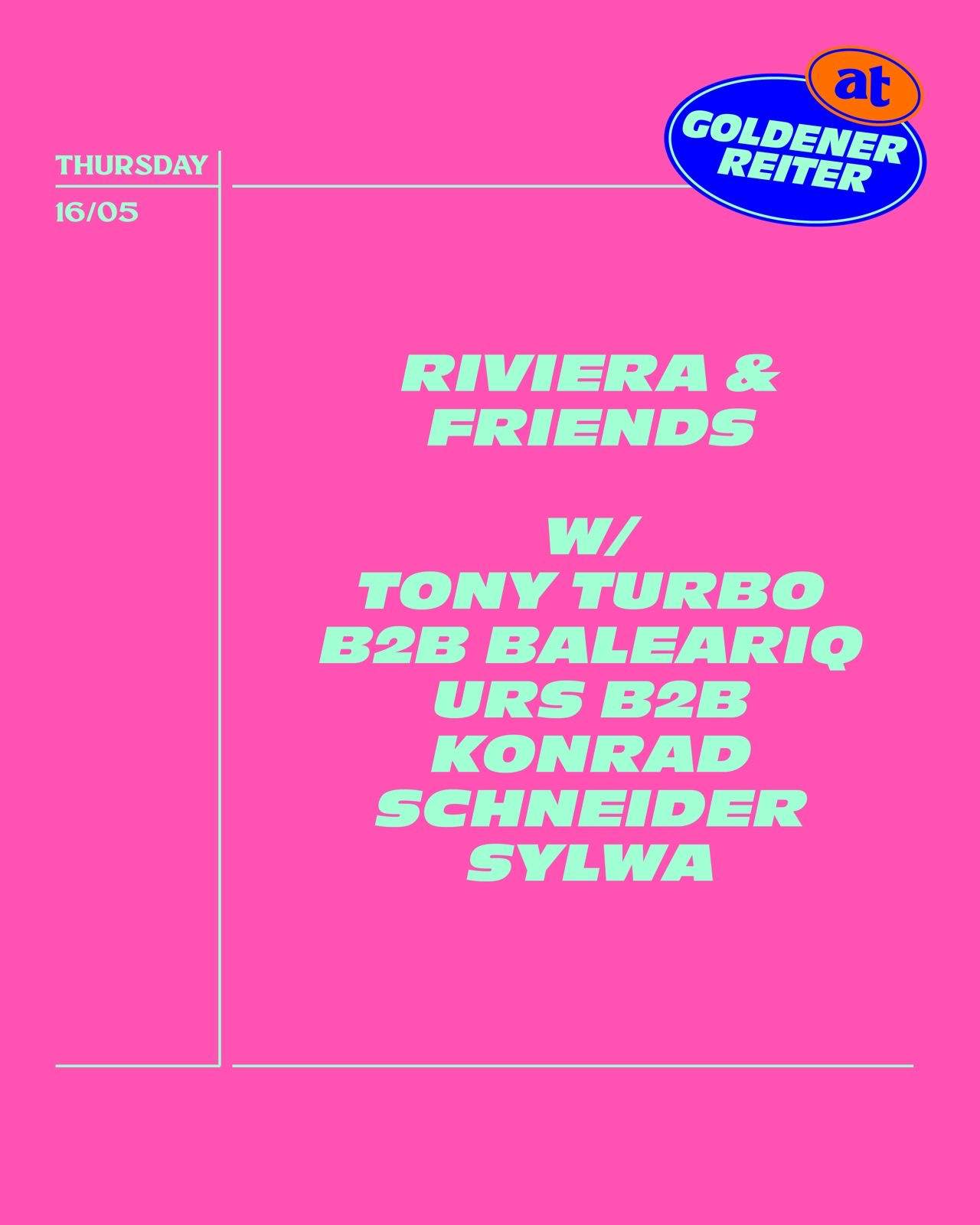 Riviera & Friends with Tony Turbo b2b baleariq, URS b2b Konrad Schneider, Sylwa - Página frontal