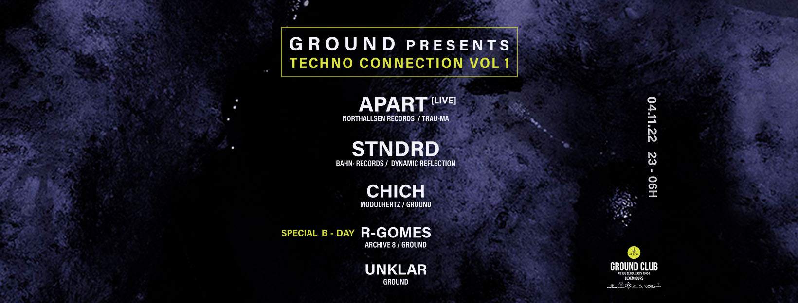 GROUND pres. Techno Connection Vol.1 - フライヤー表