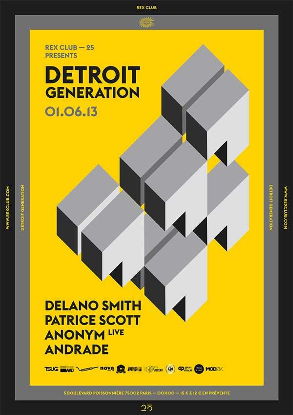 REX Club «25 years» Detroit Generation: Delano Smith, Patrice Scott, Anonym Live - フライヤー表