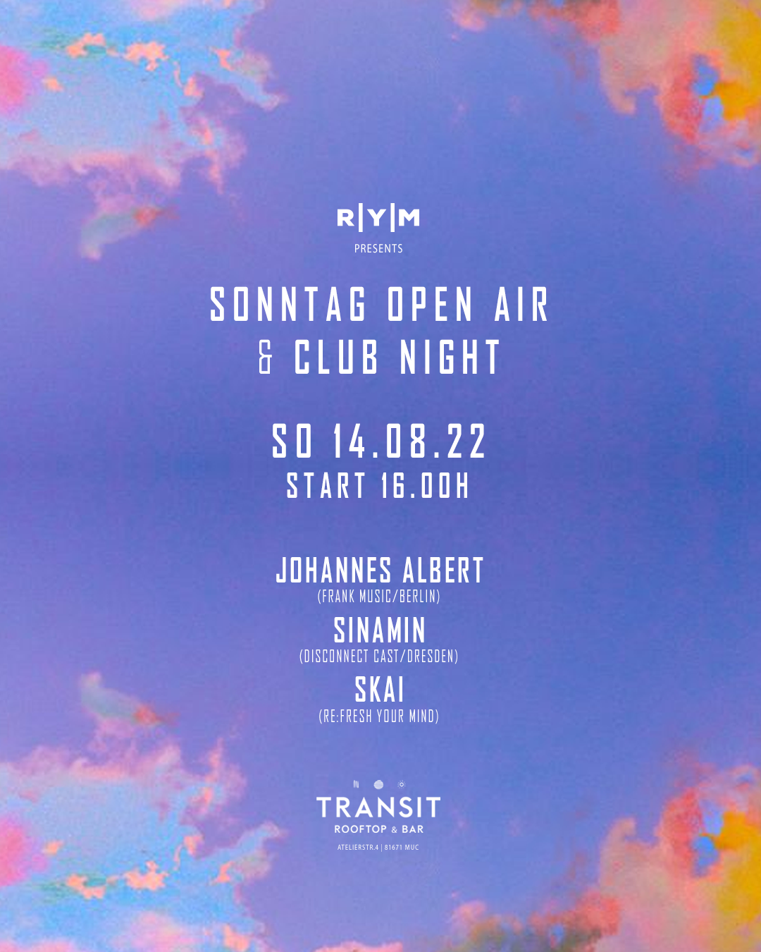 R|Y|M pres. SONNTAG OPEN AIR & CLUB NIGHT with Johannes Albert, Sinamin & SKAI - Página frontal