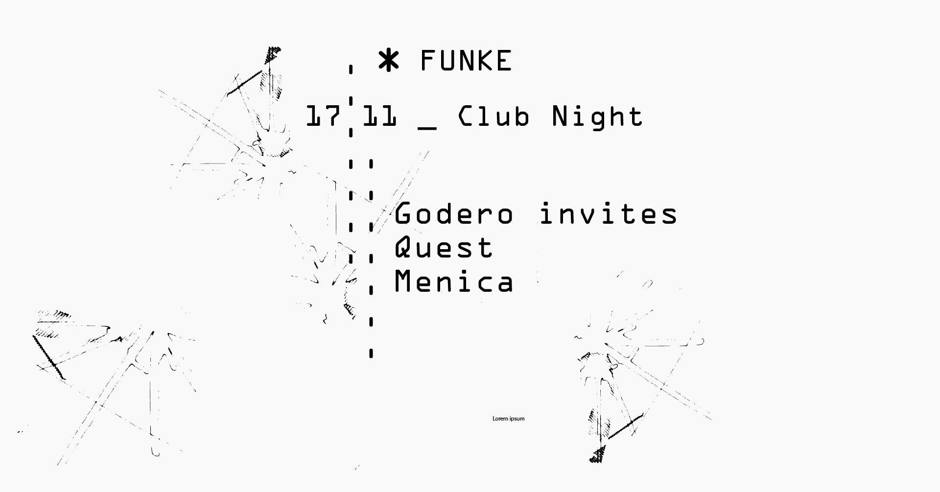 Funke_Godero invites Quest, Menica - フライヤー表