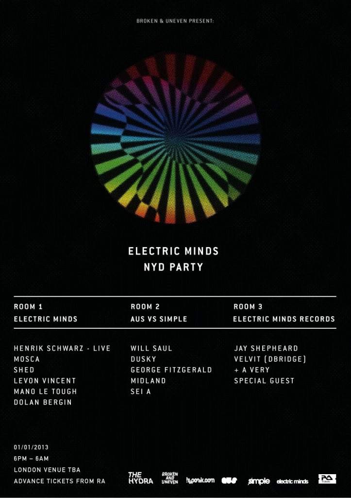 The Hydra: Electric Minds NYD Party with Henrik Schwarz, Mosca, Shed, Will Saul, Levon Vincent - Página frontal