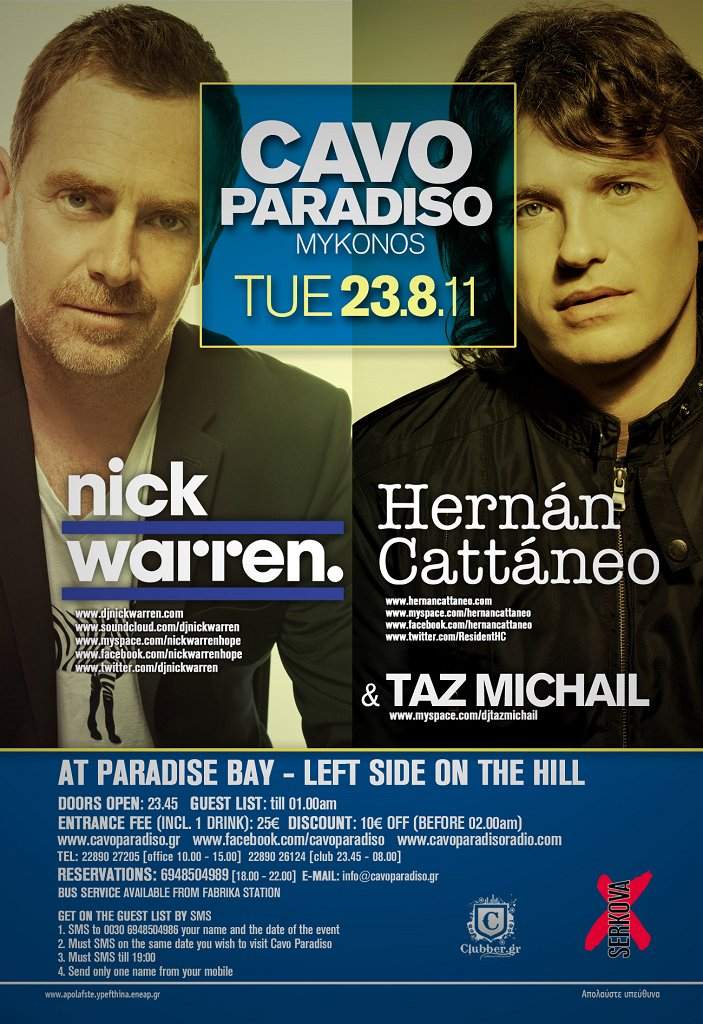 Cavo Paradiso presents Nick Warren & Hernan Cattaneo - Página frontal