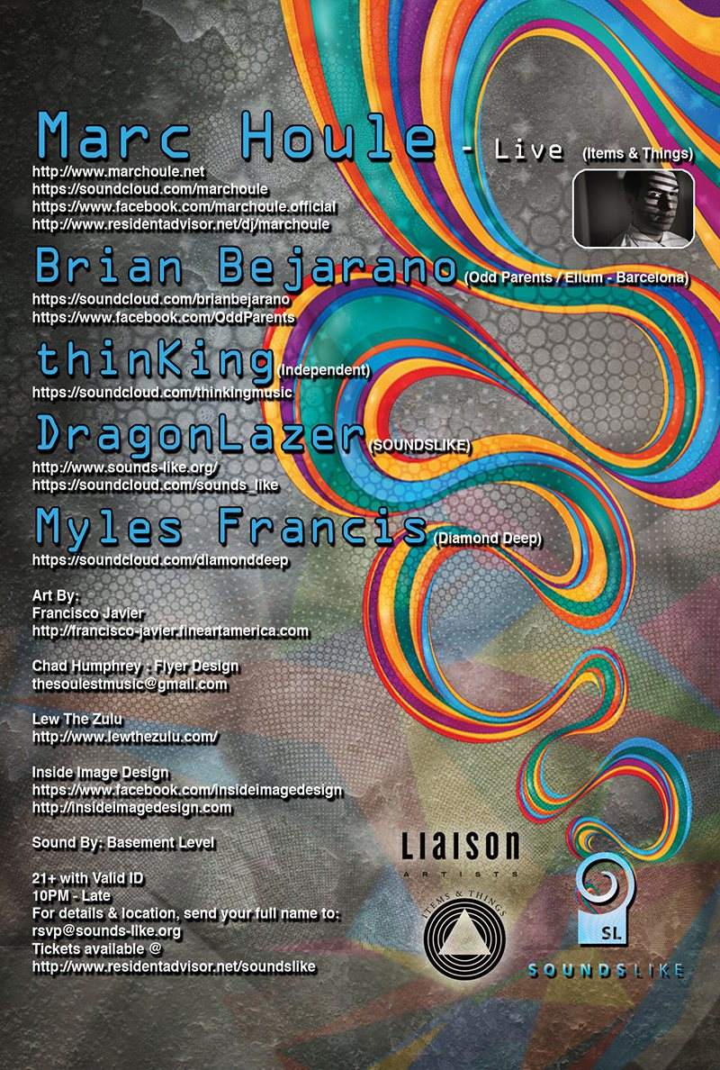 Soundslike & Sweetride present...Synesthesia with Marc Houle & Brian Bejarano - Página trasera