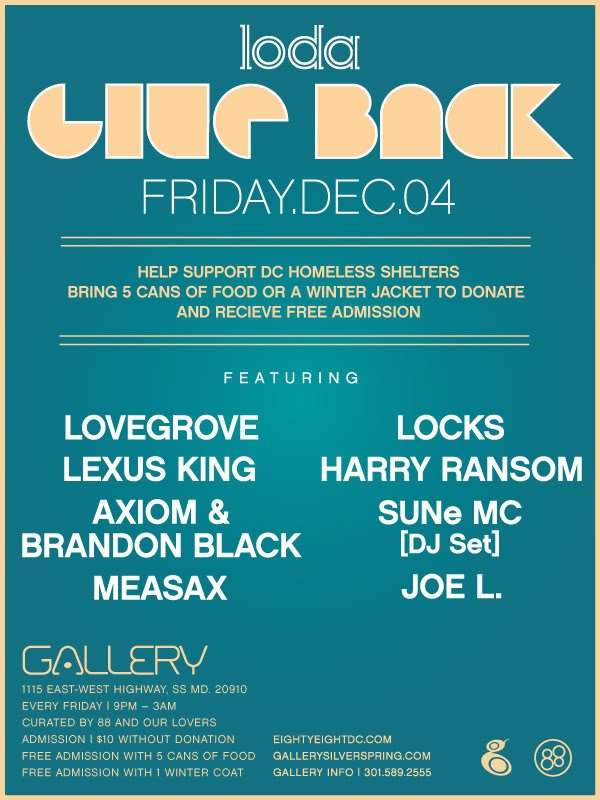 Loda presents Give Back: D.C. Homeless Shelter Fundraiser - フライヤー裏