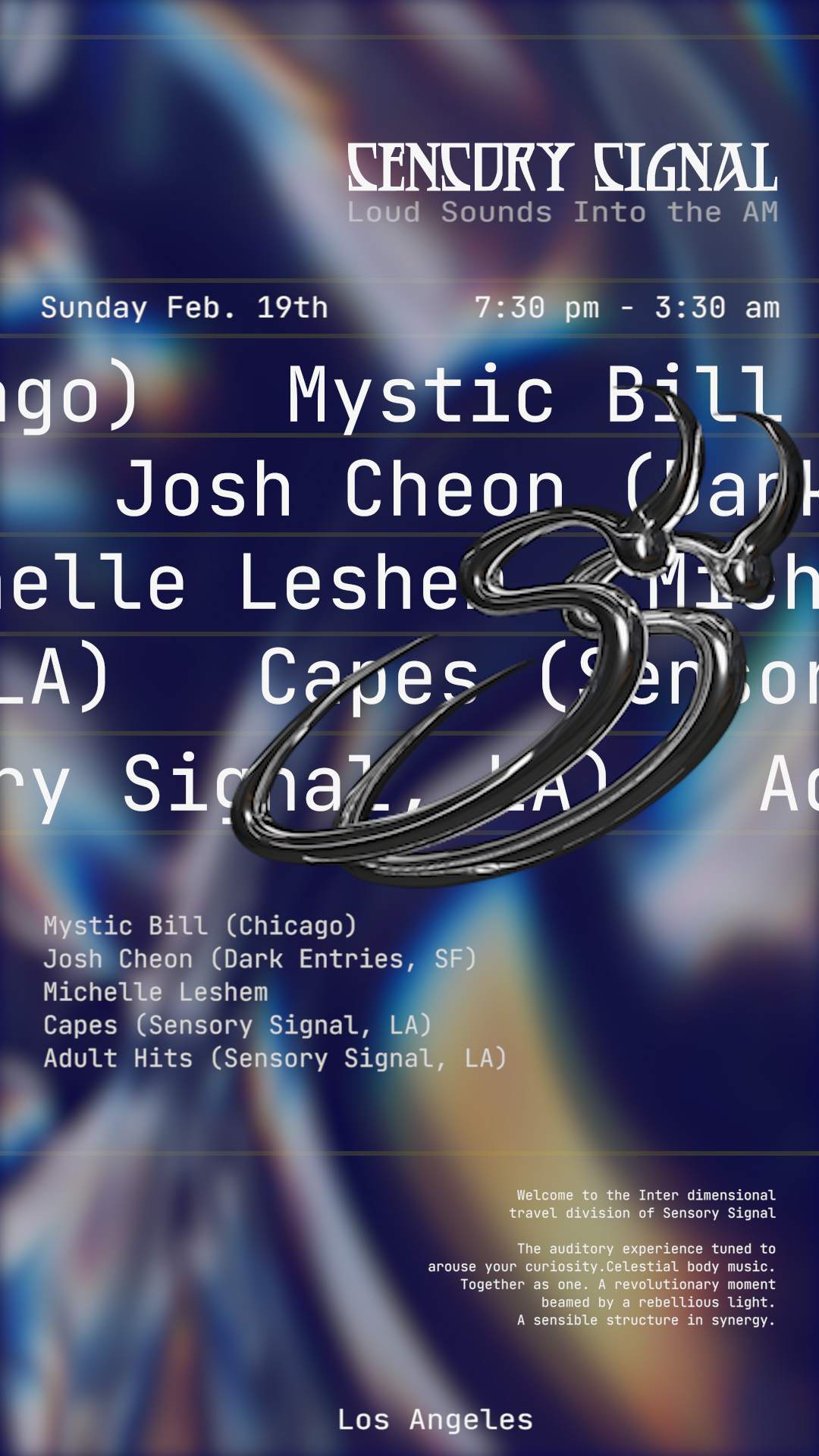 Sensory Signal 001: Mystic Bill, Josh Cheon (Dark Entries), Michelle Leshem + Residents - Página frontal