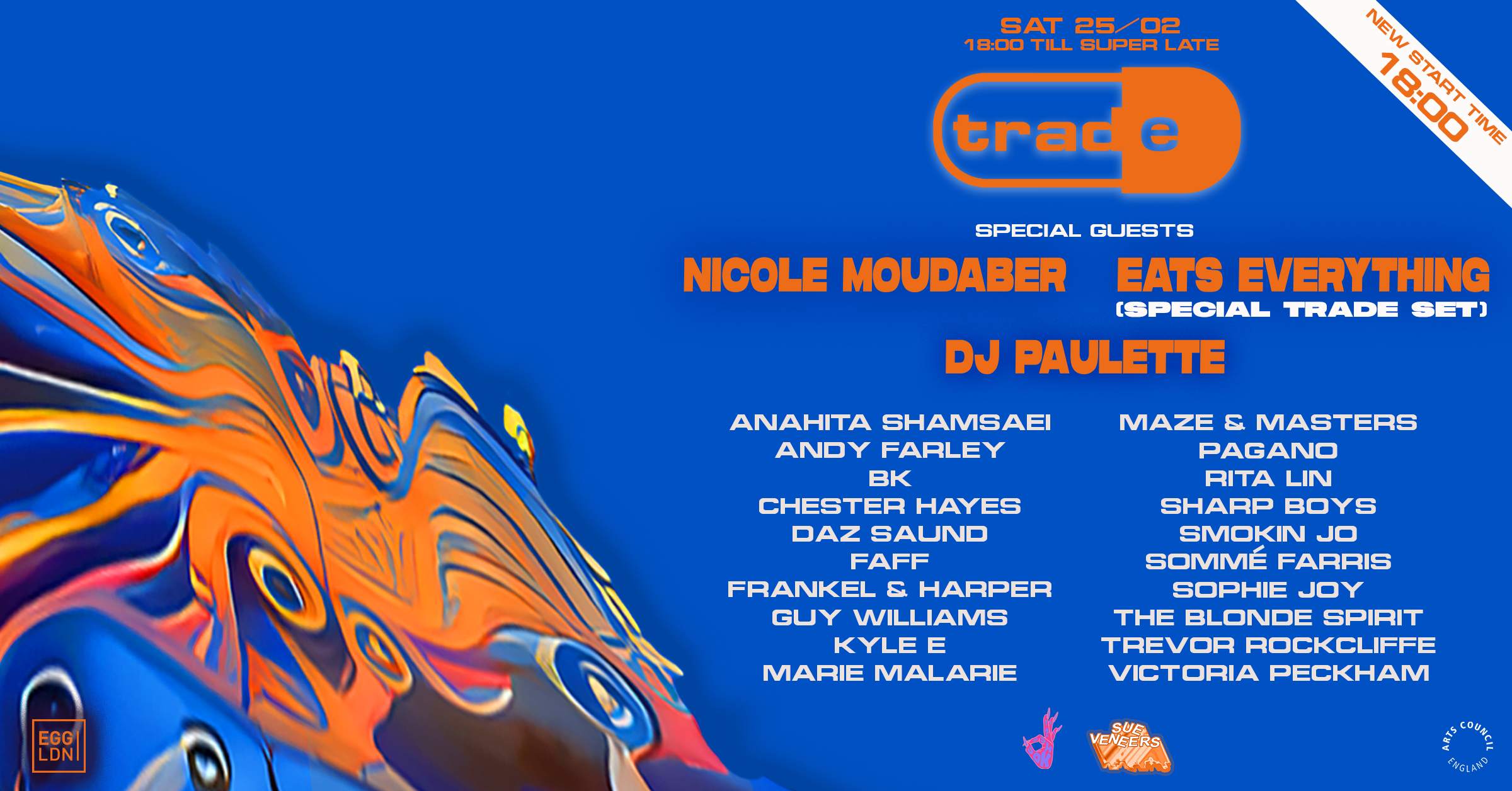 Trade presents - Nicole Moudaber, Eats Everything (Trade Set), DJ Paulette, Andy Farley, BK - フライヤー表