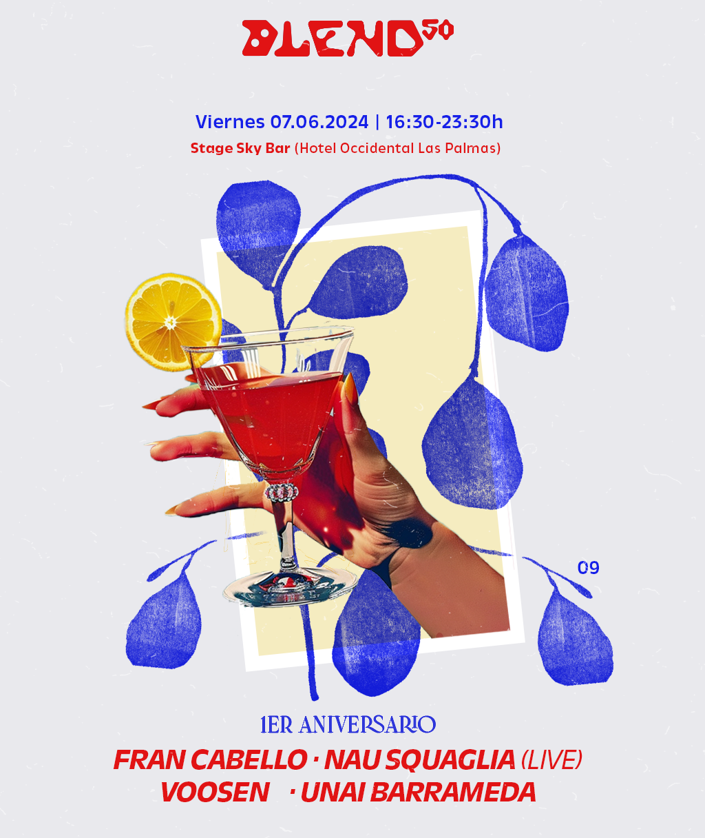 Blend50 1st Anniversary: Fran Cabello, Nau Squaglia (live), Voosen, Unai Barrameda - フライヤー表