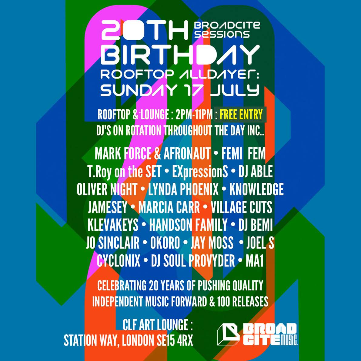 Broadcite Sessions 20th Anniversary Special, Free Entry - フライヤー裏