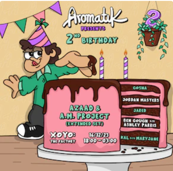 Aromatik 2nd Birthday: Azaad & A.M.Project - Página frontal