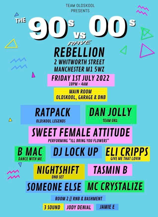 90s vs 00s Rave in Manchester - フライヤー表