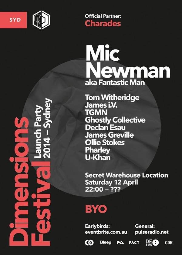 Charades Pres. Dimensions Festival Sydney Launch Party Feat. MIC Newman - フライヤー表