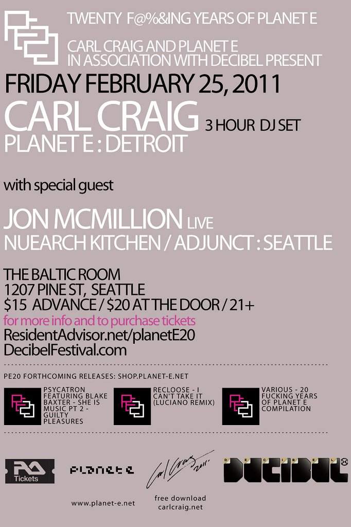 20 Years Planet E with Carl Craig - フライヤー裏
