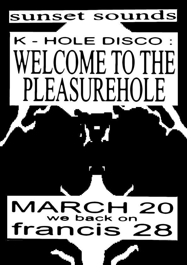 [CANCELLED] K Hole Disco: Welcome to the Pleasurehole - Página frontal