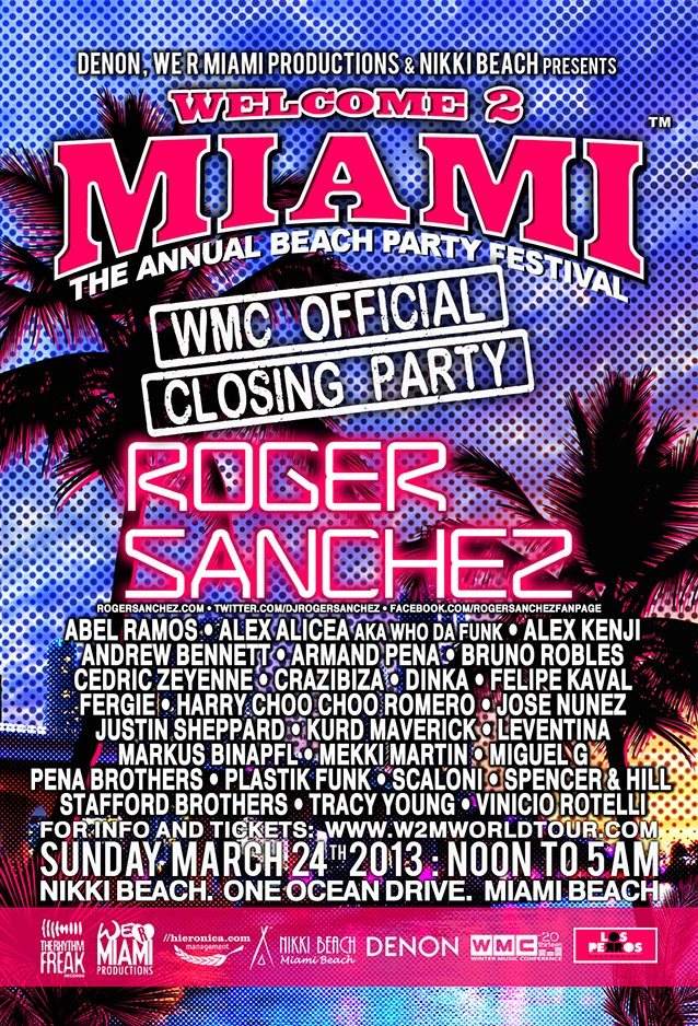 Welcome 2 Miami Annual Beach Party Festival WMC 2013 Closing Party - フライヤー表