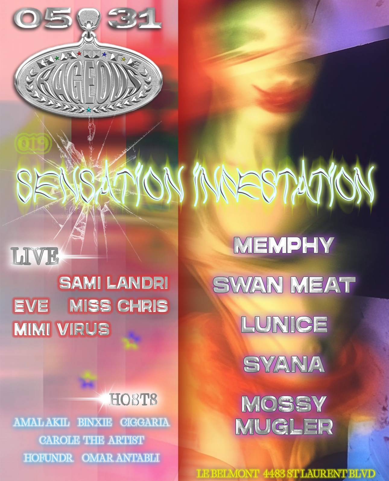 Hauterageous 019: Sensation Infestation W/ Lunice, Swan Meat, Memphy - フライヤー表