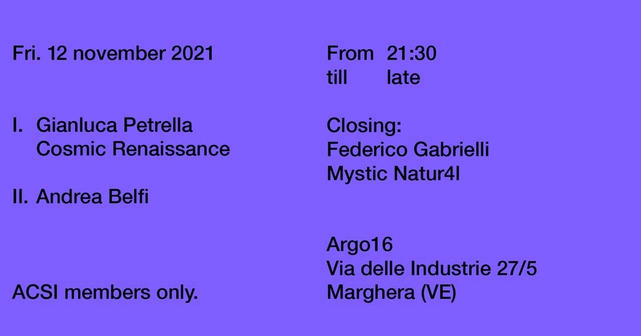 Gianluca Petrella 'Cosmic Renaissance' + Andrea Belfi + Federico Gabrielli + Mystic Natur4l - フライヤー表