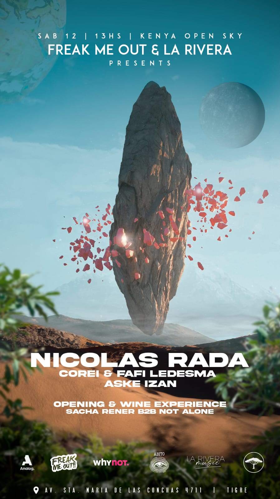 Nicolas Rada - by Freak me out & La Rivera, Kenya Open Air, Nordelta - フライヤー表