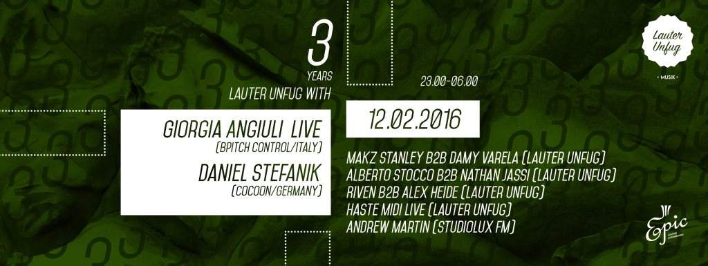 3 Years Lauter Unfug with Giorgia Angiuli and Daniel Stefanik - フライヤー表