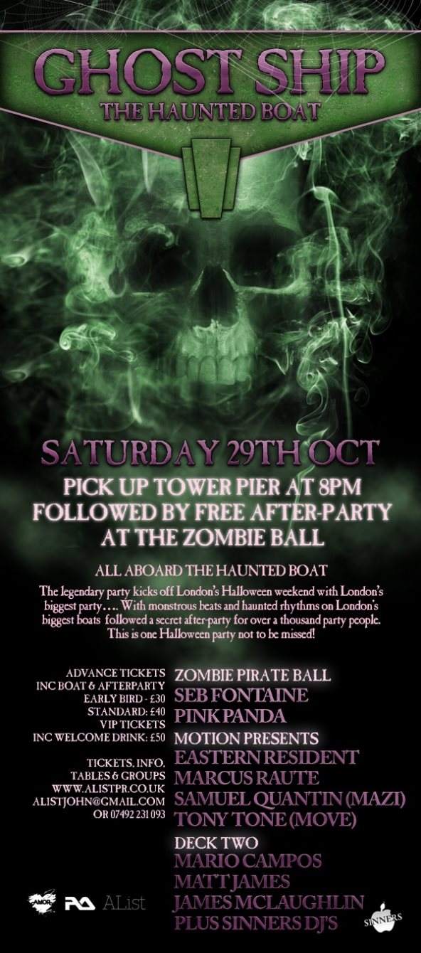 Ghost Ship Followed by Free After-Party Zombie Ball - Página frontal