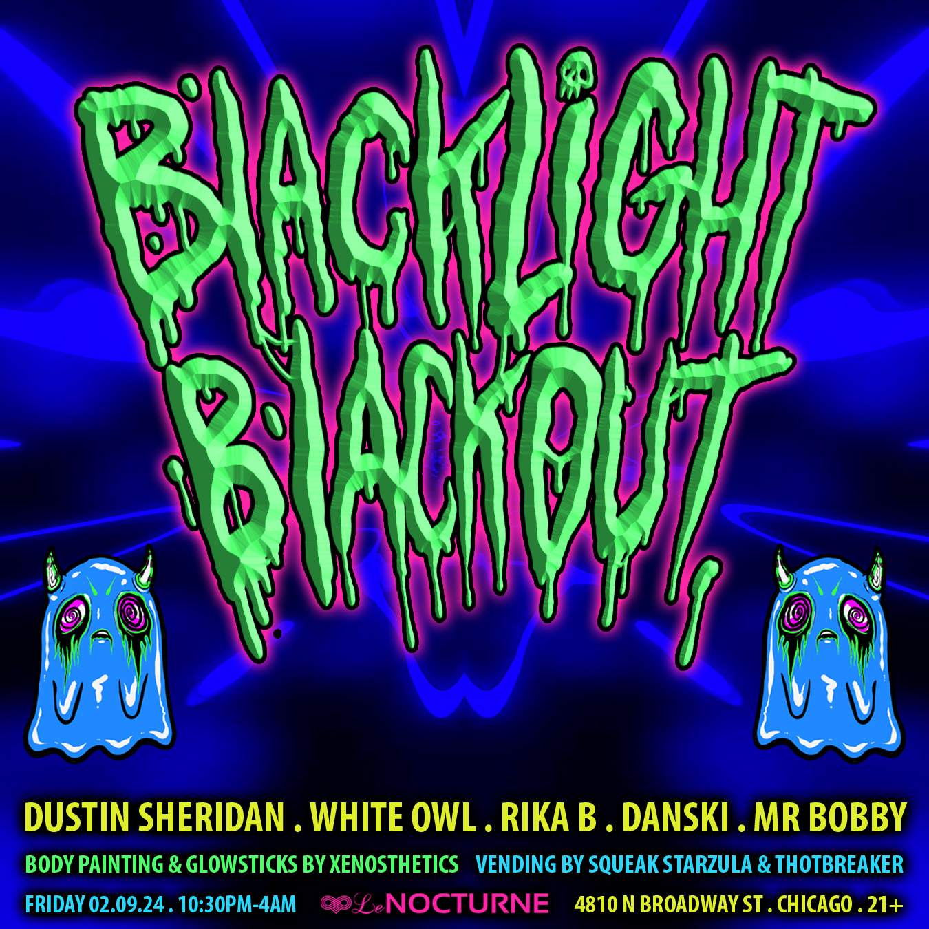 Blacklight Blackout feat. Dustin Sheridan, White Owl, Rika B, Danski and Mr Bobby - Página frontal