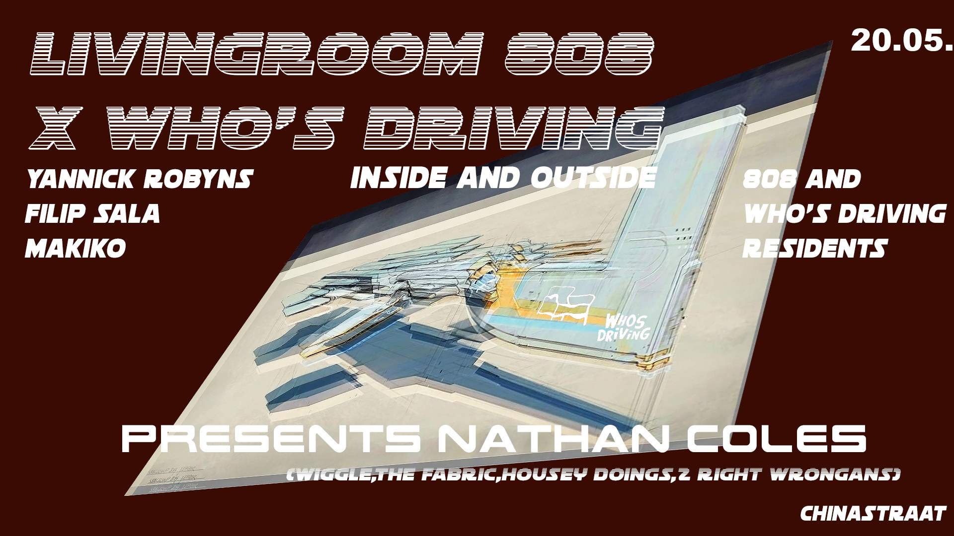 Livingroom808 X Who's Driving presents Nathan Coles - フライヤー表