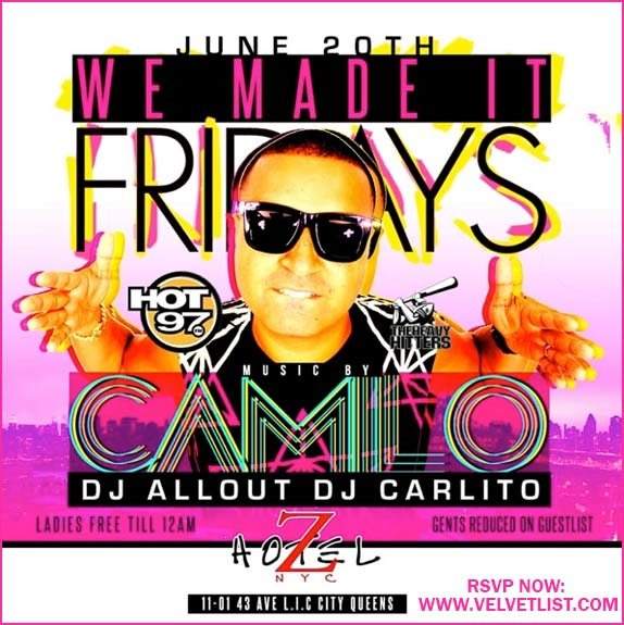 Z Hotel NY Fridays with DJ Camilo - フライヤー表