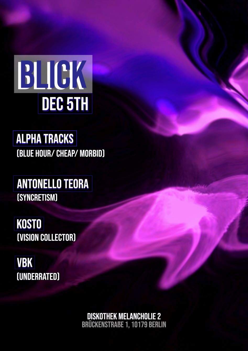 Blick: Alpha Tracks / Antonello Teora/ Kosto/ VBK - Página frontal