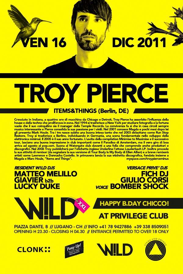Troy Pierce @ wild // Privilege Club - フライヤー裏