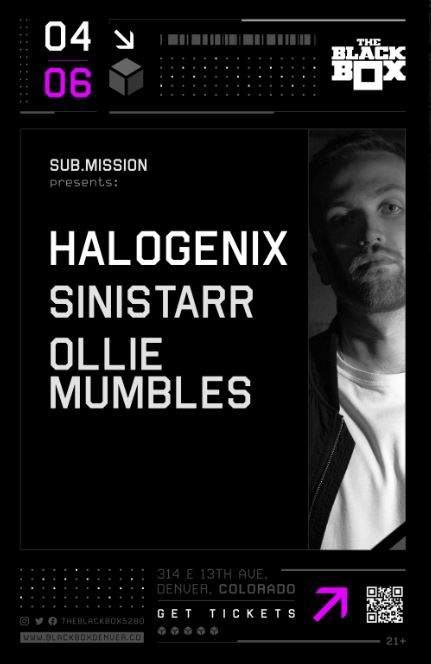 Sub.mission presents: Halogenix, Sinistarr & Ollie Mumbles - フライヤー表