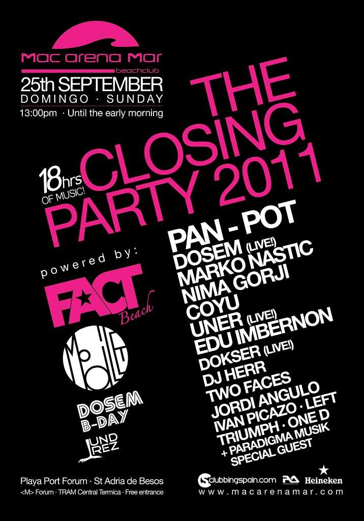 ✮the Closing Party 2011 at Mac Arena Mar✮✮ featuring Fact Beach, Mobilee Records, and Dosem B-Day & Friends - Página frontal
