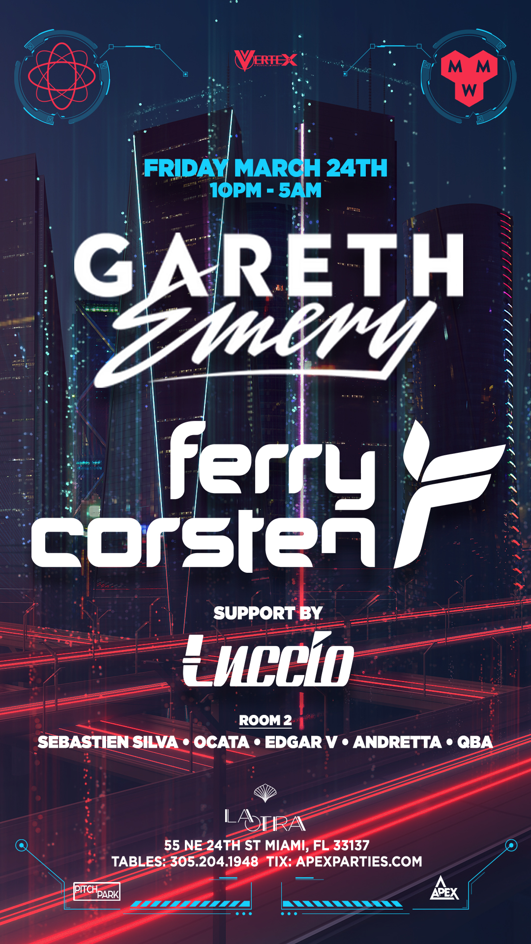 Gareth Emery & Ferry Corsten at Miami Music Week - フライヤー裏