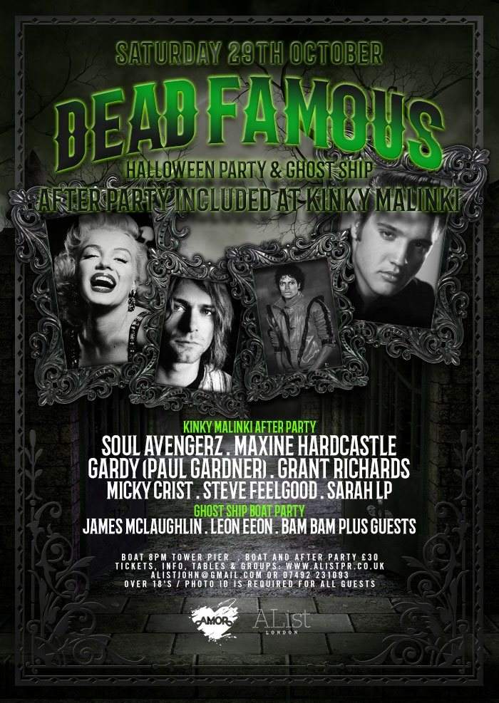 Dead Famous Halloween Haunted Ghost Ship + Kinky Malinki After-Party - フライヤー表