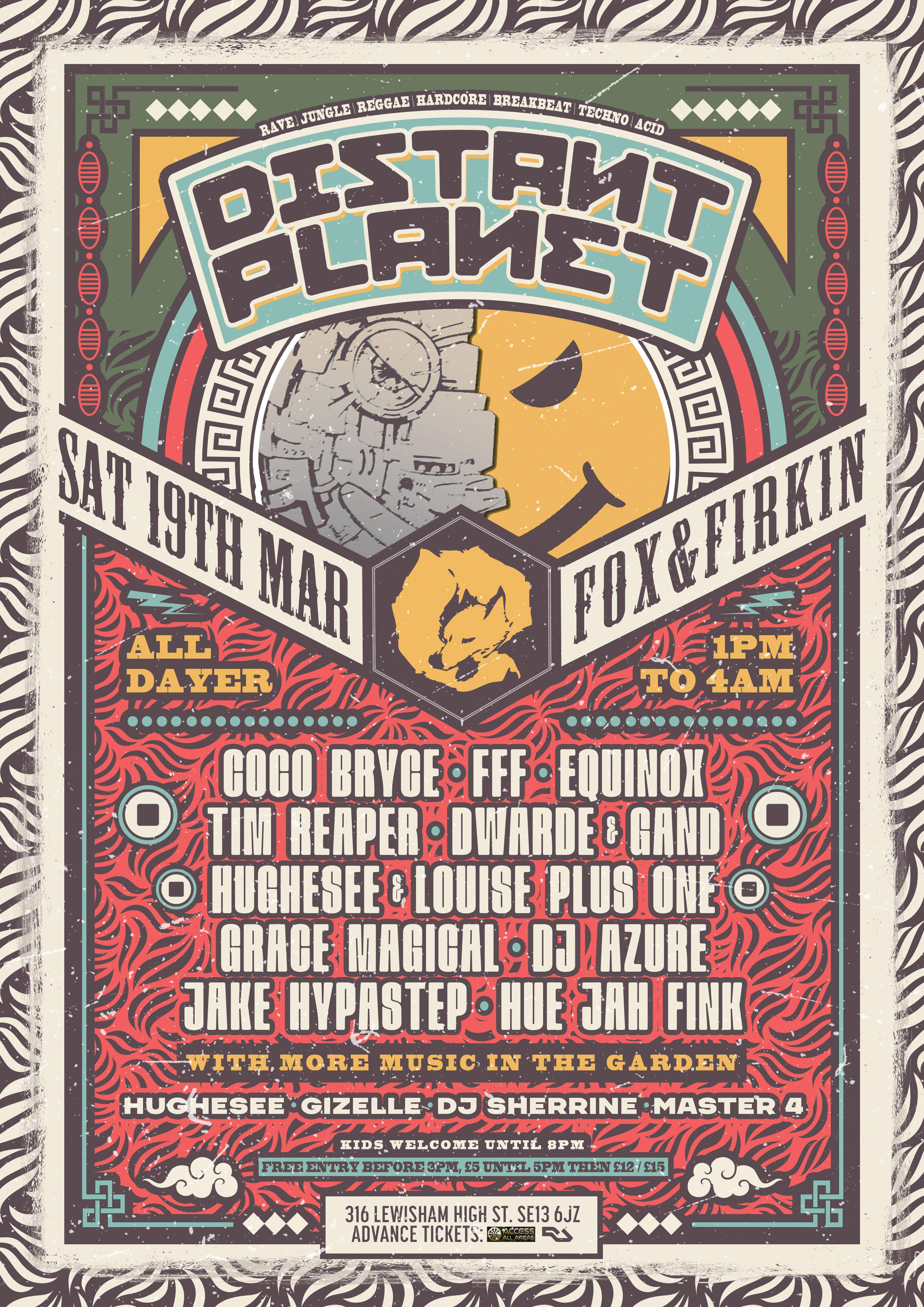 Distant Planet - All Dayer / Nighter with Coco Bryce / FFF / Tim Reaper / Louise +1 & Hughesee - フライヤー表