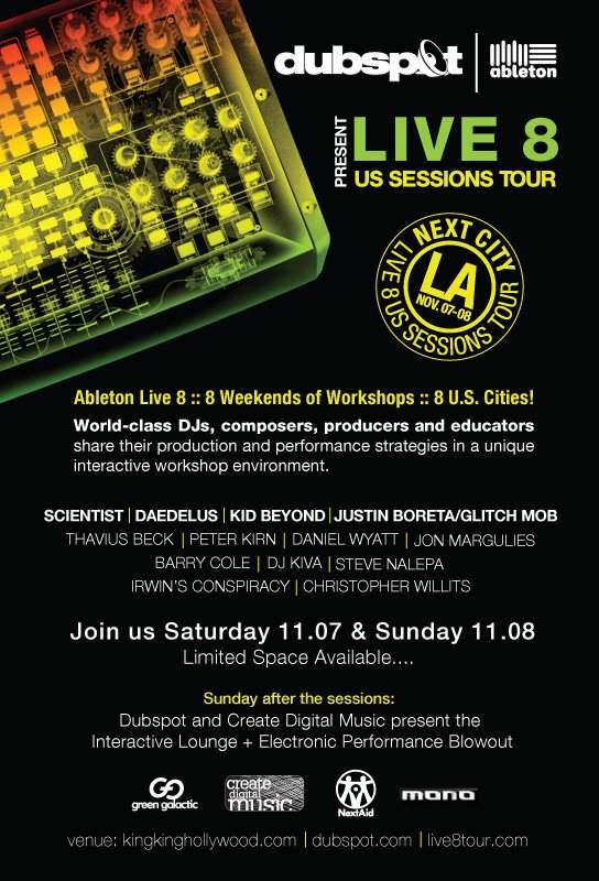 Dubspot & Ableton 'Live 8 U.S. Sessions Tour' Interactive Workshops Day 1 - Página frontal