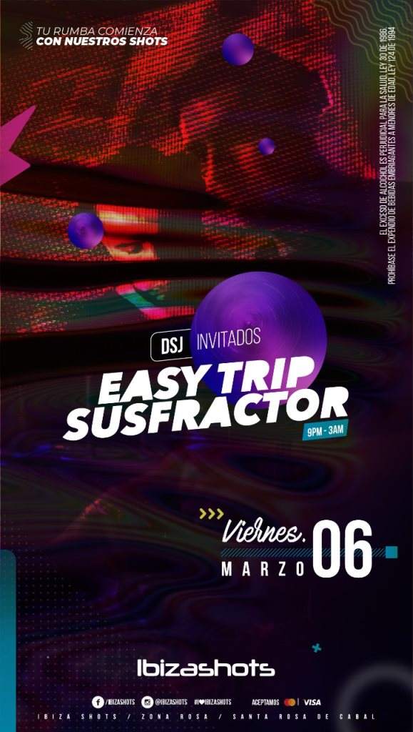 Susfractor , Easy Trip Ibiza Shots - Página frontal