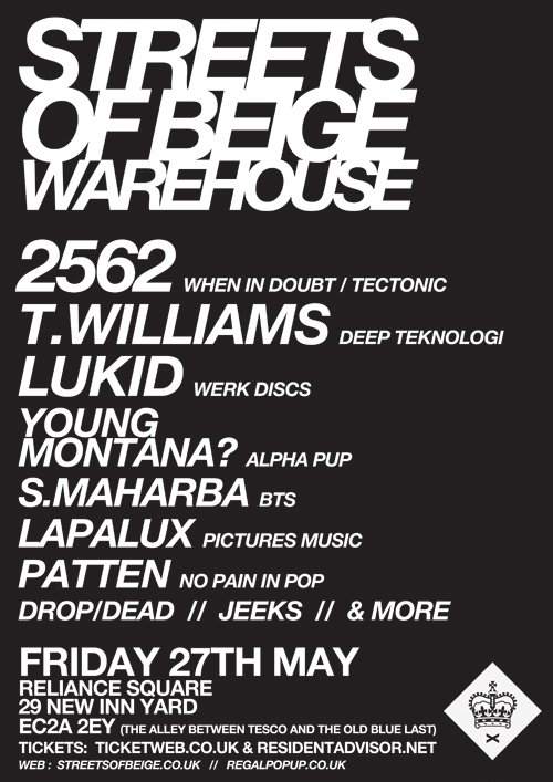 Streets Of Beige Warehouse Party with 2562, T.Williams and Lukid - フライヤー表