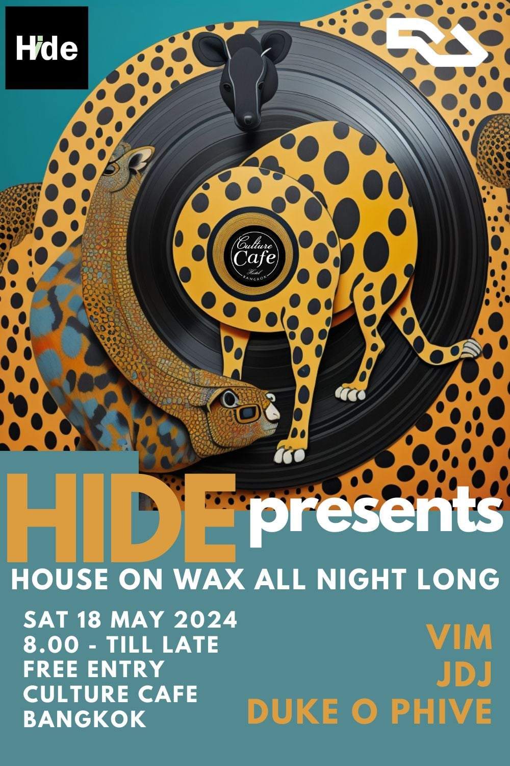Hide presents; HOUSE ON WAX all night long - フライヤー表