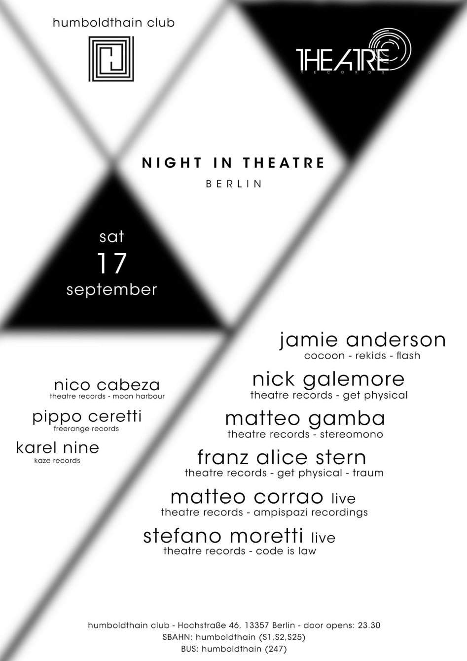 Theatre Records presents: Night In Theatre - Berlin with Jamie Anderson, Nick Galemore and More - フライヤー裏