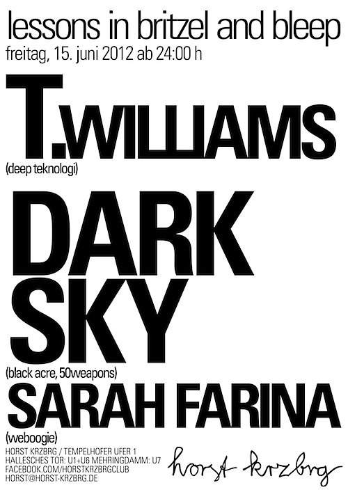 Lessons in Britzel and Beep with T. Williams, Dark Sky & Sarah Farina - Página frontal