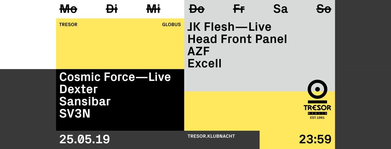 Tresor.Klubnacht with JK Flesh, Head Front Panel, Cosmic Force - Página frontal