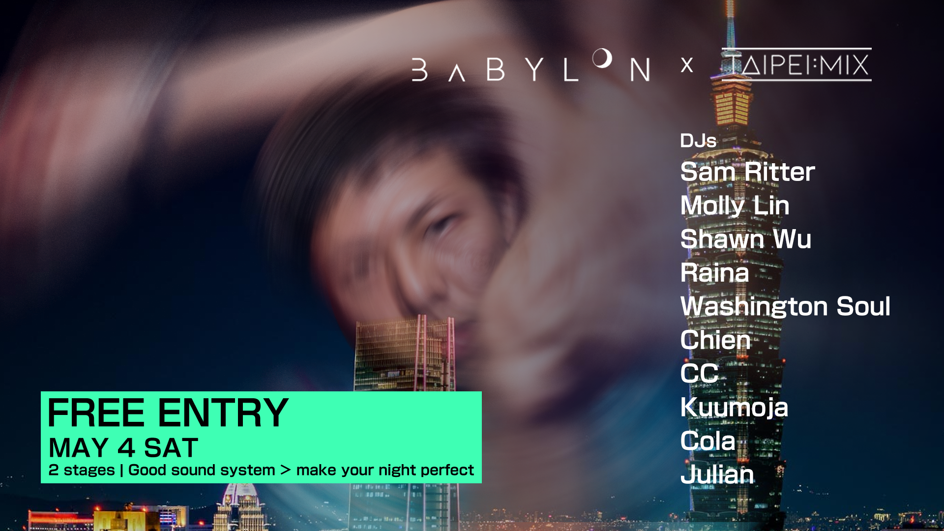 Taipeimix X Freedom with Babylon -House/Techno/Organic -2 Rooms// Free Entry - フライヤー裏