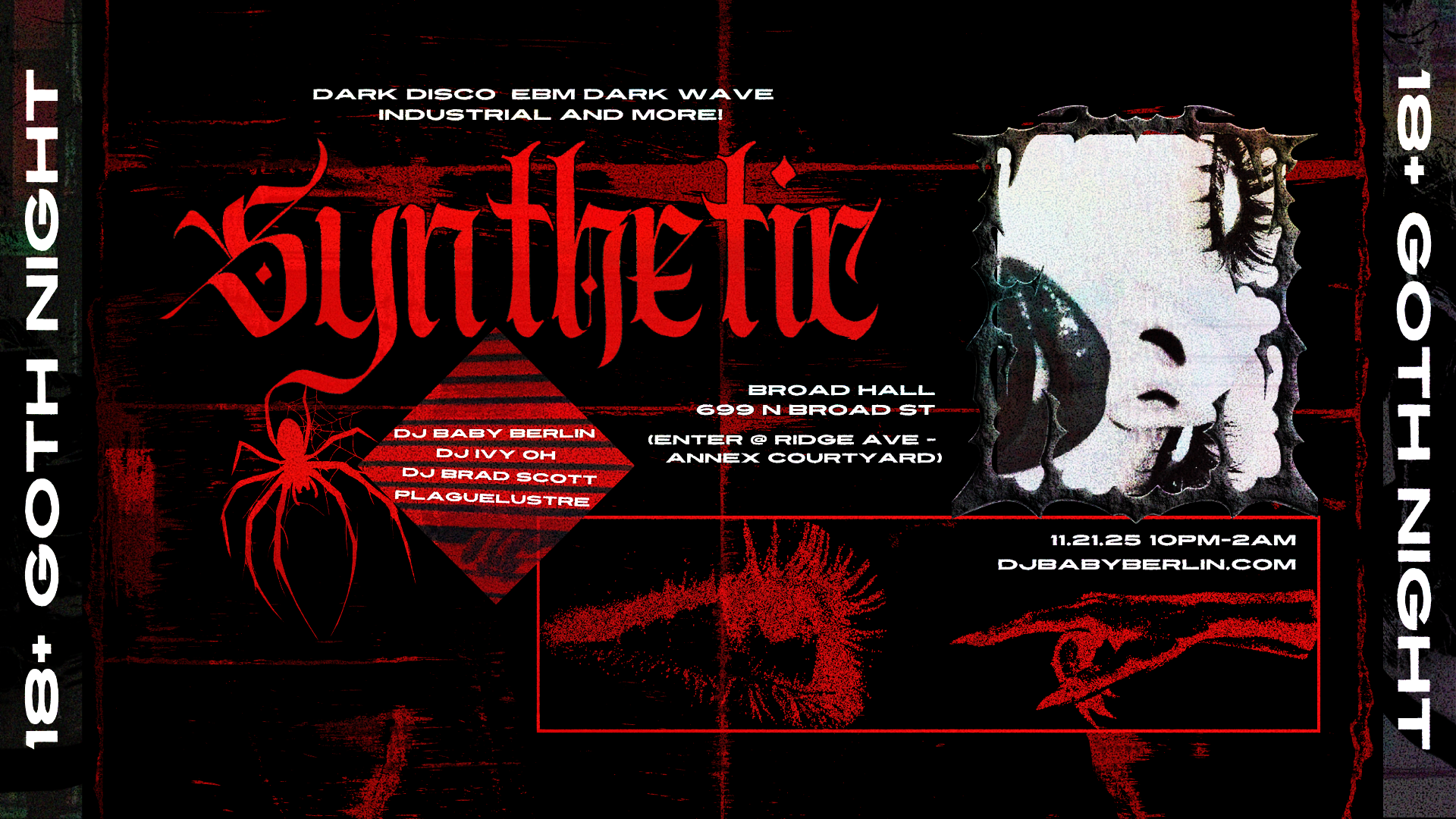 SYNTHETIC - 18+ Goth Industrial Dark Wave EBM Party at broad hall
