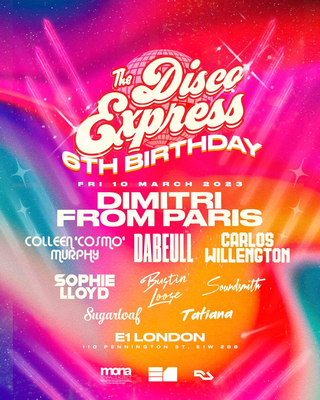 The Disco Express 6th Birthday w/ Dimitri From Paris, Dabeull [A/W 23] at  E1, London