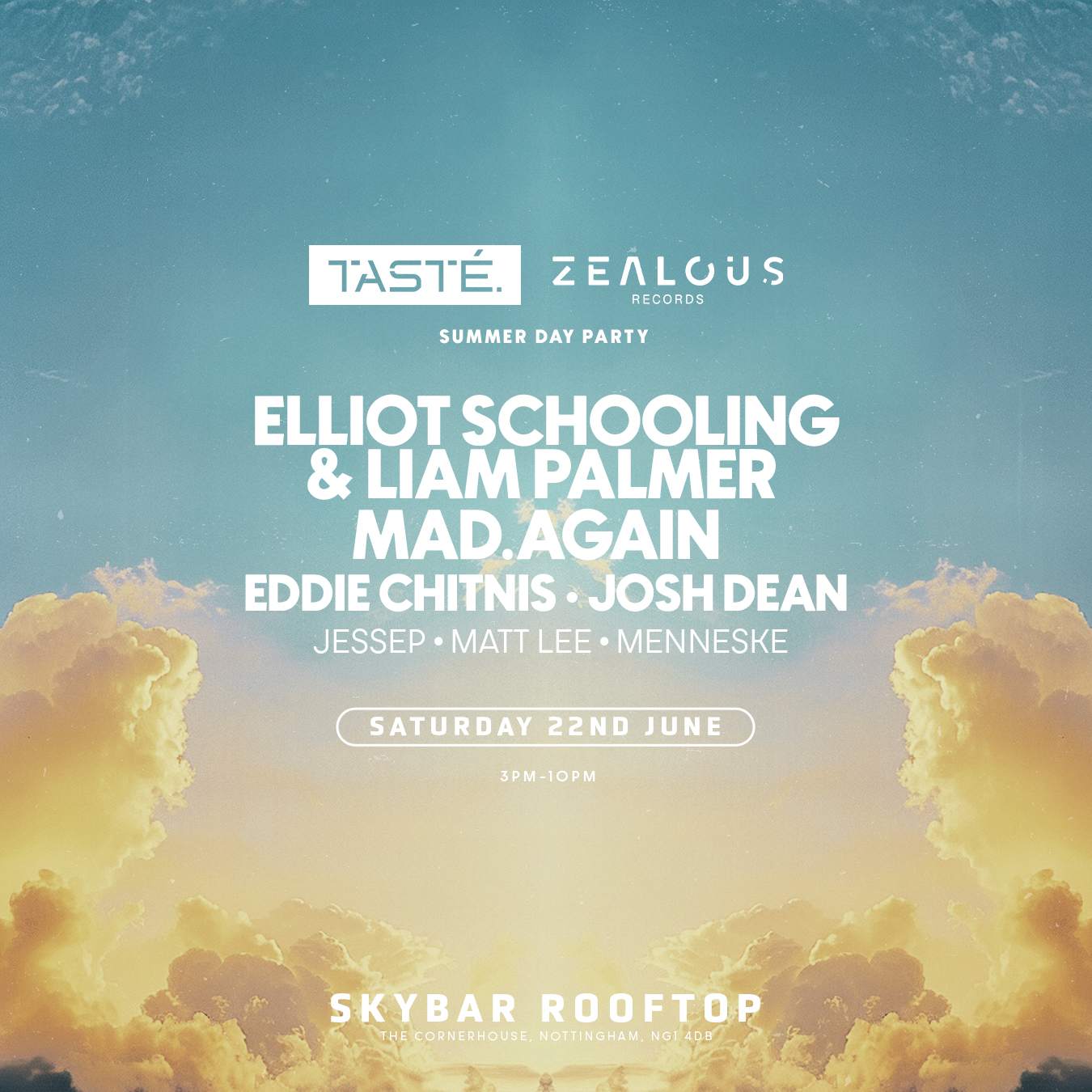 TASTÉ. X Zealous: Summer Rooftop Party with Elliot Schooling & Liam Palmer - フライヤー表