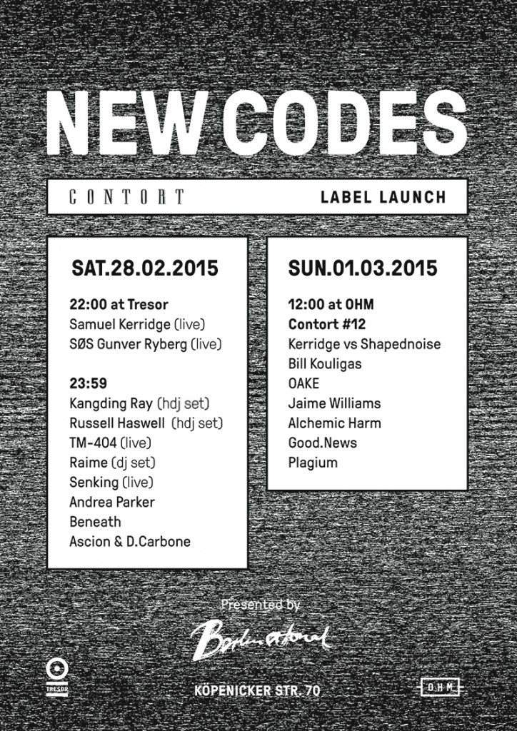 Berlin Atonal presents: New Codes - Contort Label Launch - Página frontal