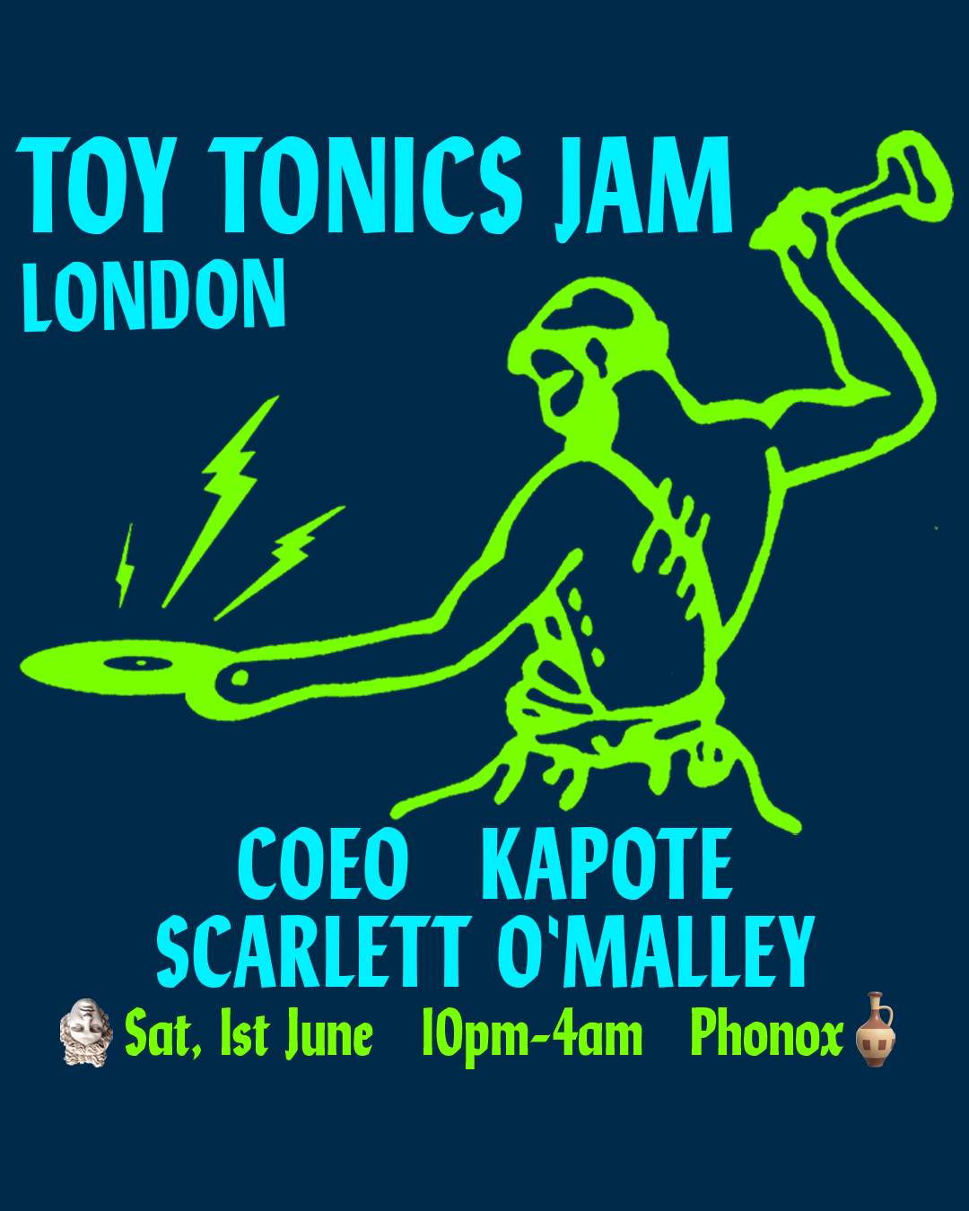 Toy Tonics Jam in London: COEO, Scarlett O'Malley, Kapote - Página frontal