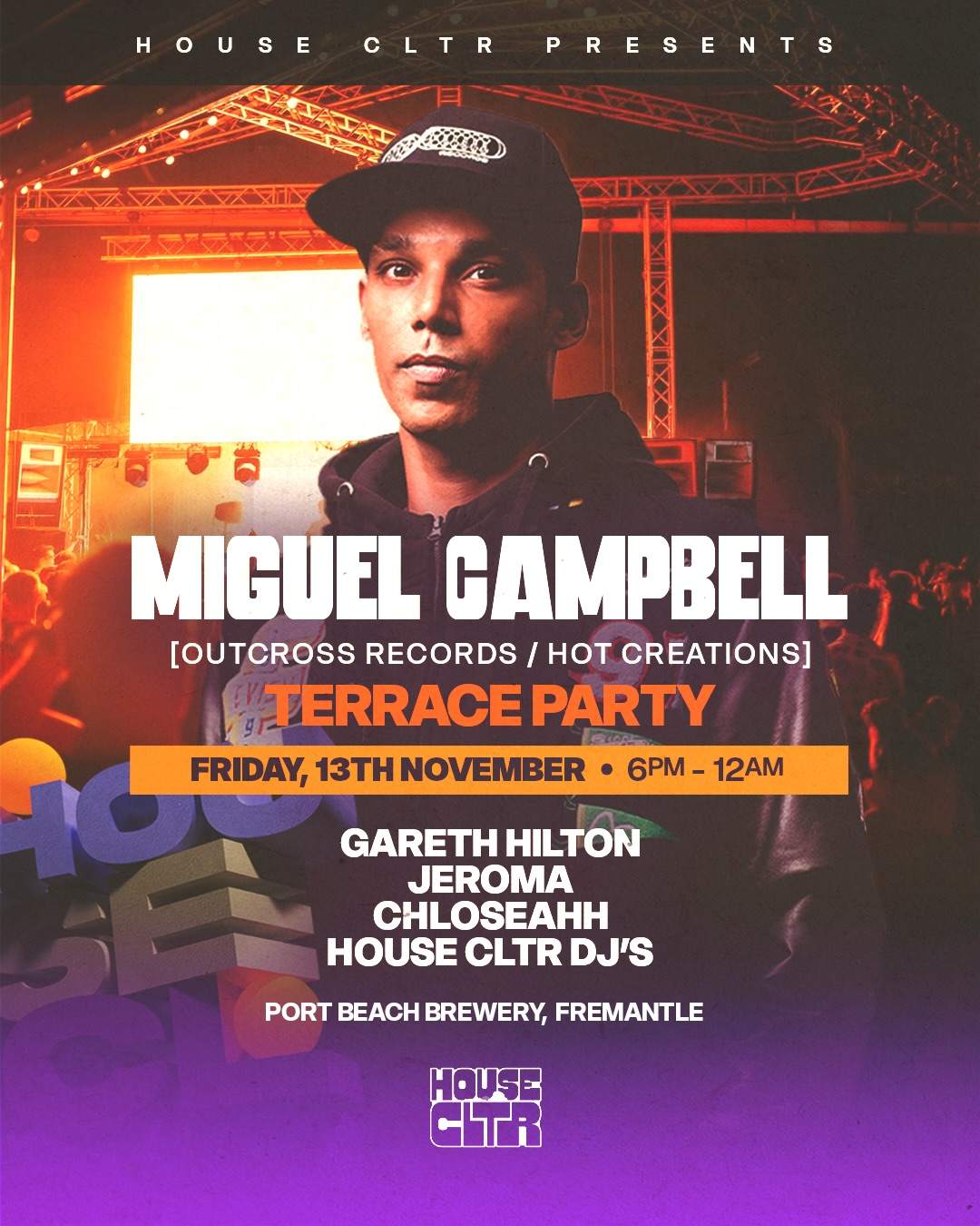 House CLTR Perth feat. Miguel Campbell at Port Beach Brewery, Perth ...