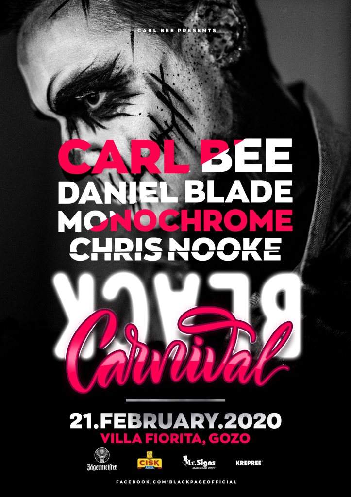 Carl Bee present Black Carnival I 21.2.20 I Villa Fiorita, Gozo - フライヤー裏